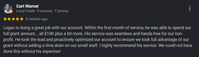 Google review — Curt Warner