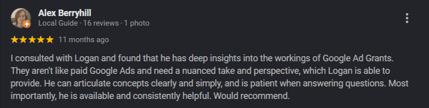 Google review — Alex Berryhill
