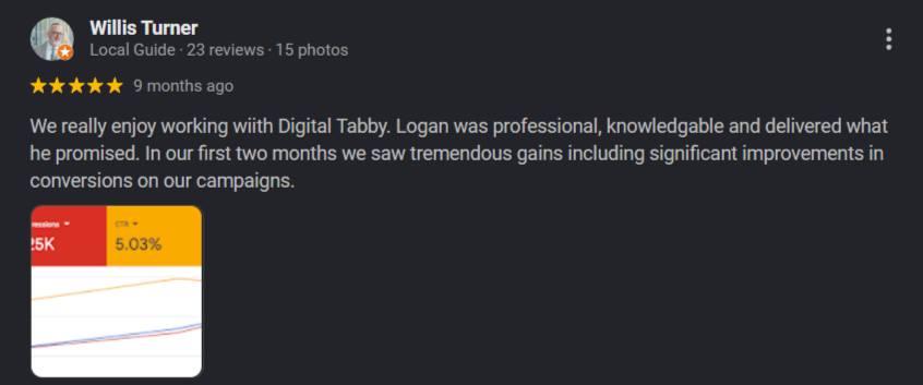Google review — Willis Turner